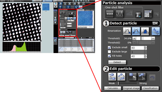 DSX500 Microscope Particle analysis (Option) Software Screenshot