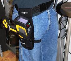 Delta Handheld XRF Analyzer in hip holster