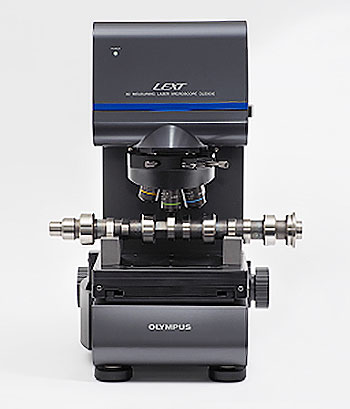 A camshaft set on a LEXT OLS5000 microscope
