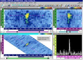 Ergebnisse eines PA-Sensors für Sender-Empfänger-Longitudinalwellen