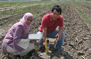 Farmers using Delta Handheld XRF to test soil