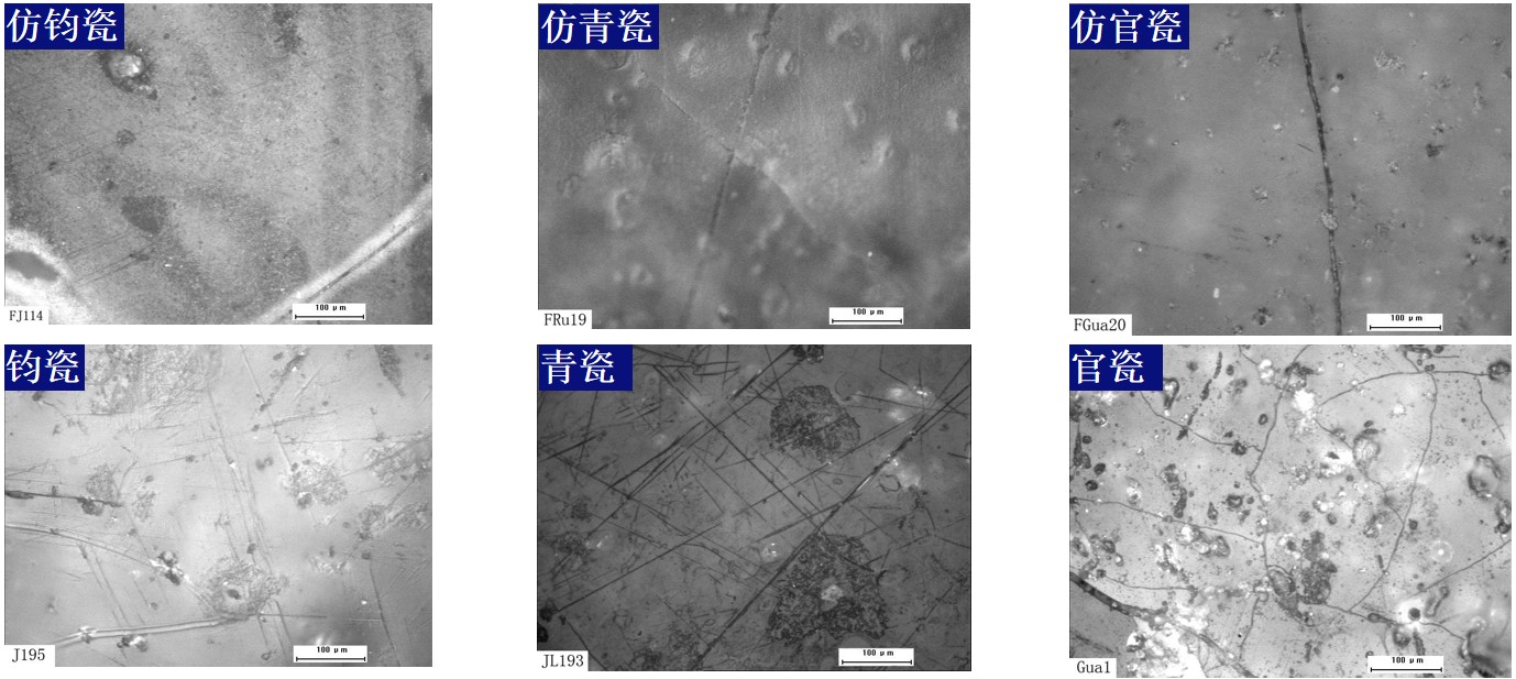 Mikroskopbilder für den Vergleich zwischen echten und gefälschten Jadeartefakten aus China.