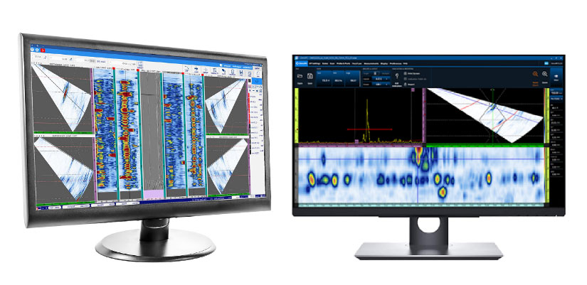 Comparison of  two NDT inspection software, WeldSight for advanced weld inspection analysis and OmniPC for basic phased array ultrasonic testing data analysis